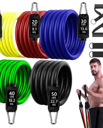 Resistance Bands Set Exercise Bands with Door Anchor Legs Ankle Straps for Resistance Training Physical Therapy Home Workouts